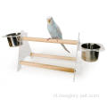 Bird Parrot Standing Feeder Basin met metalen dienblad